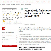 Mercado de fusiones y adquisiciones en Latinoamrica creci 36% en julio de 2021